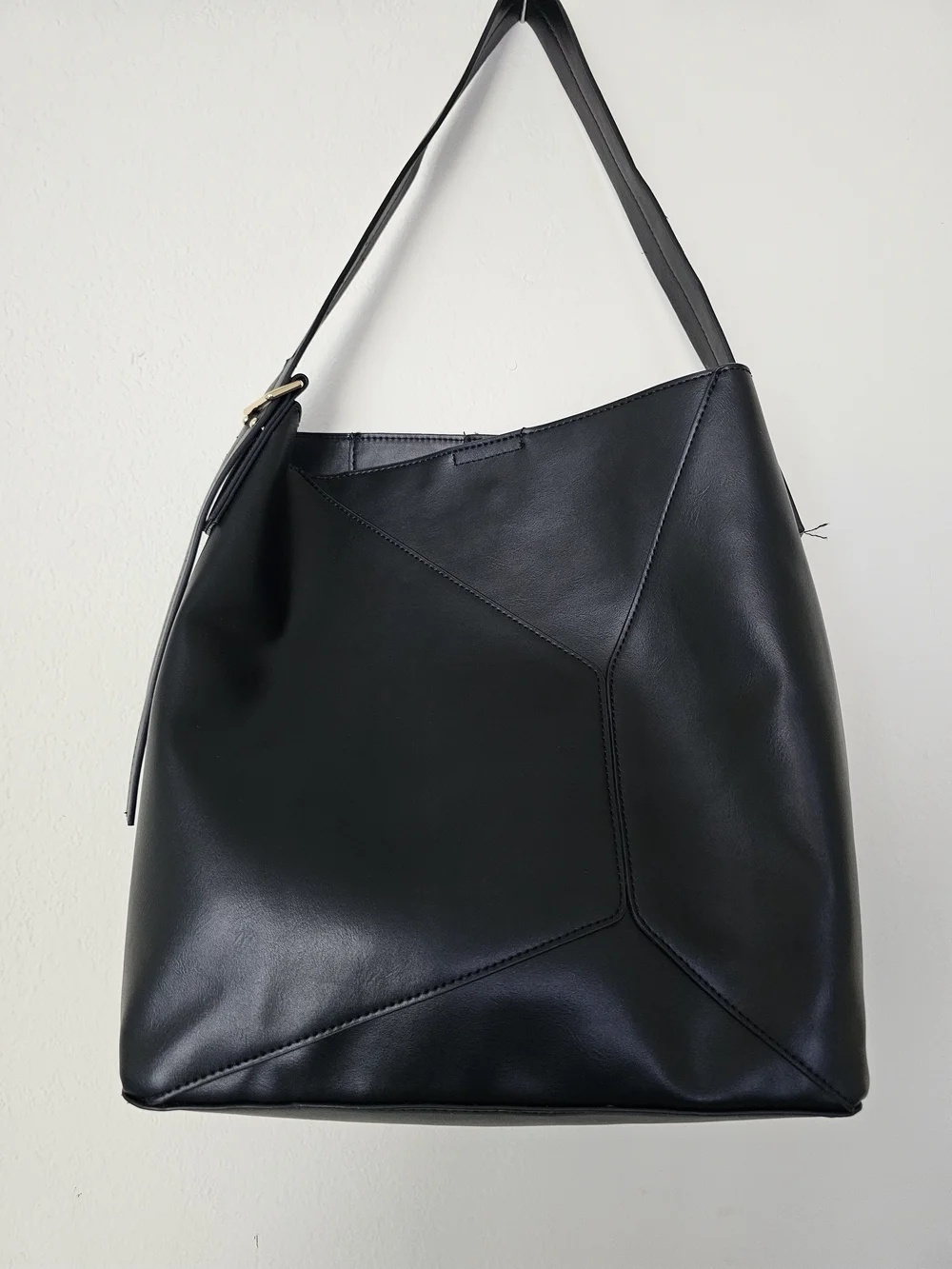 Primark Black Suede-Style Tote with Magnetic Closure